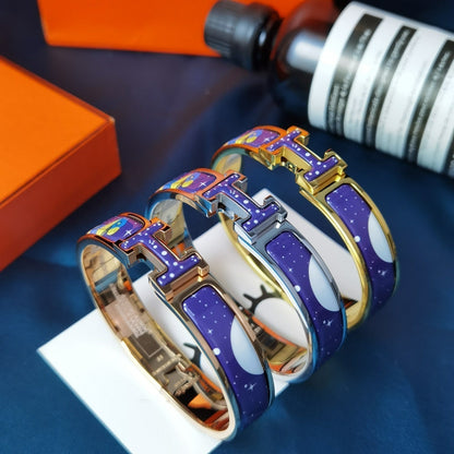 [：Polaidi Jewelry]H STAR AND MOON BRACELET 12MM