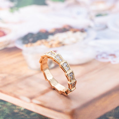 [Polaidi Jewelry]SERPENTI RING PINK GOLD DIAMOND PAVED 3MM