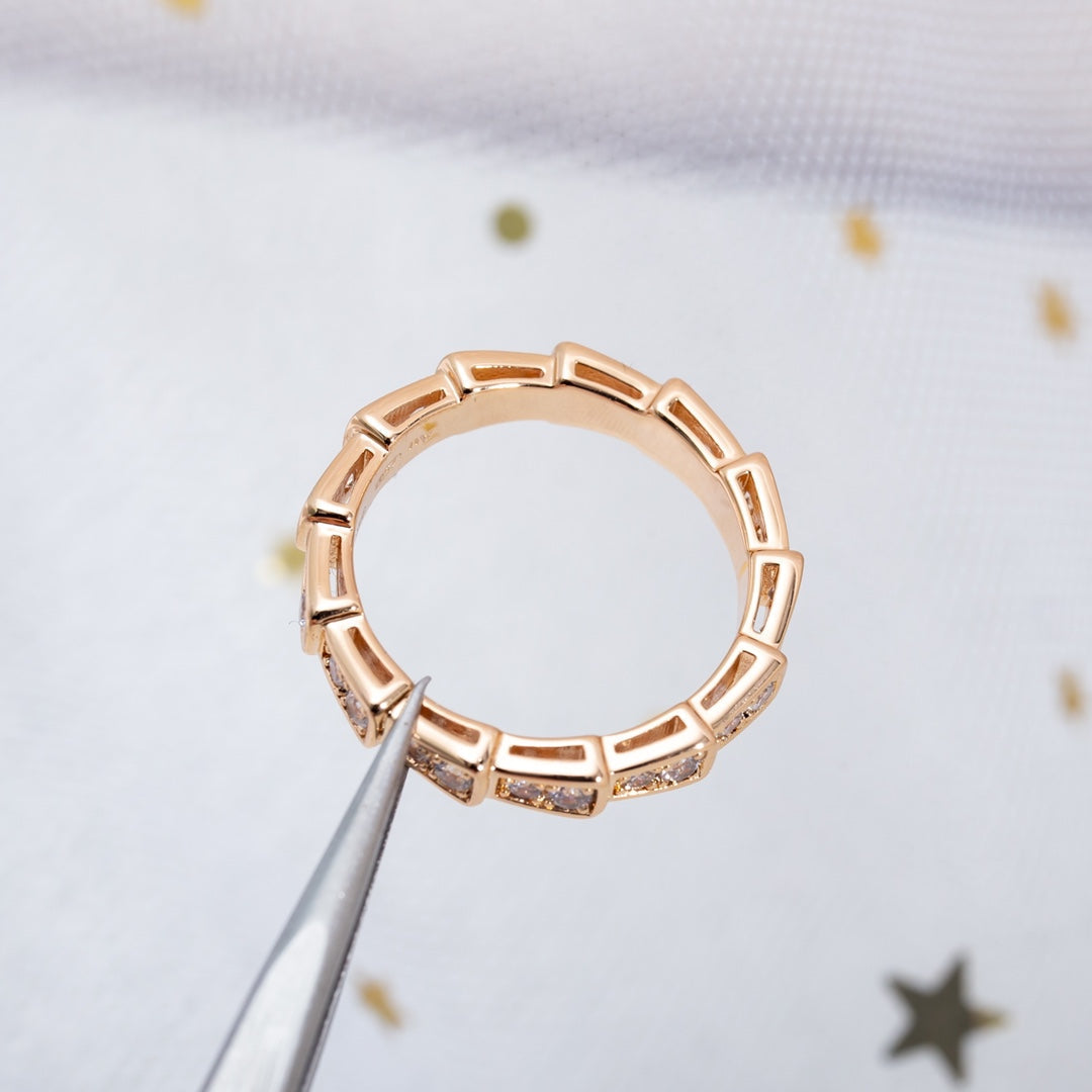 [Polaidi Jewelry]SERPENTI RING PINK GOLD DIAMOND PAVED 3MM