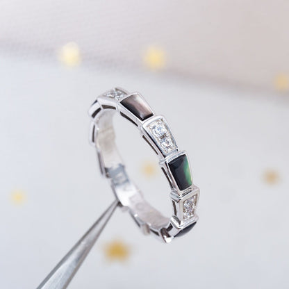 [Polaidi Jewelry]SERPENTI RING SILVER  DIAMOND BLACK MOP 3MM