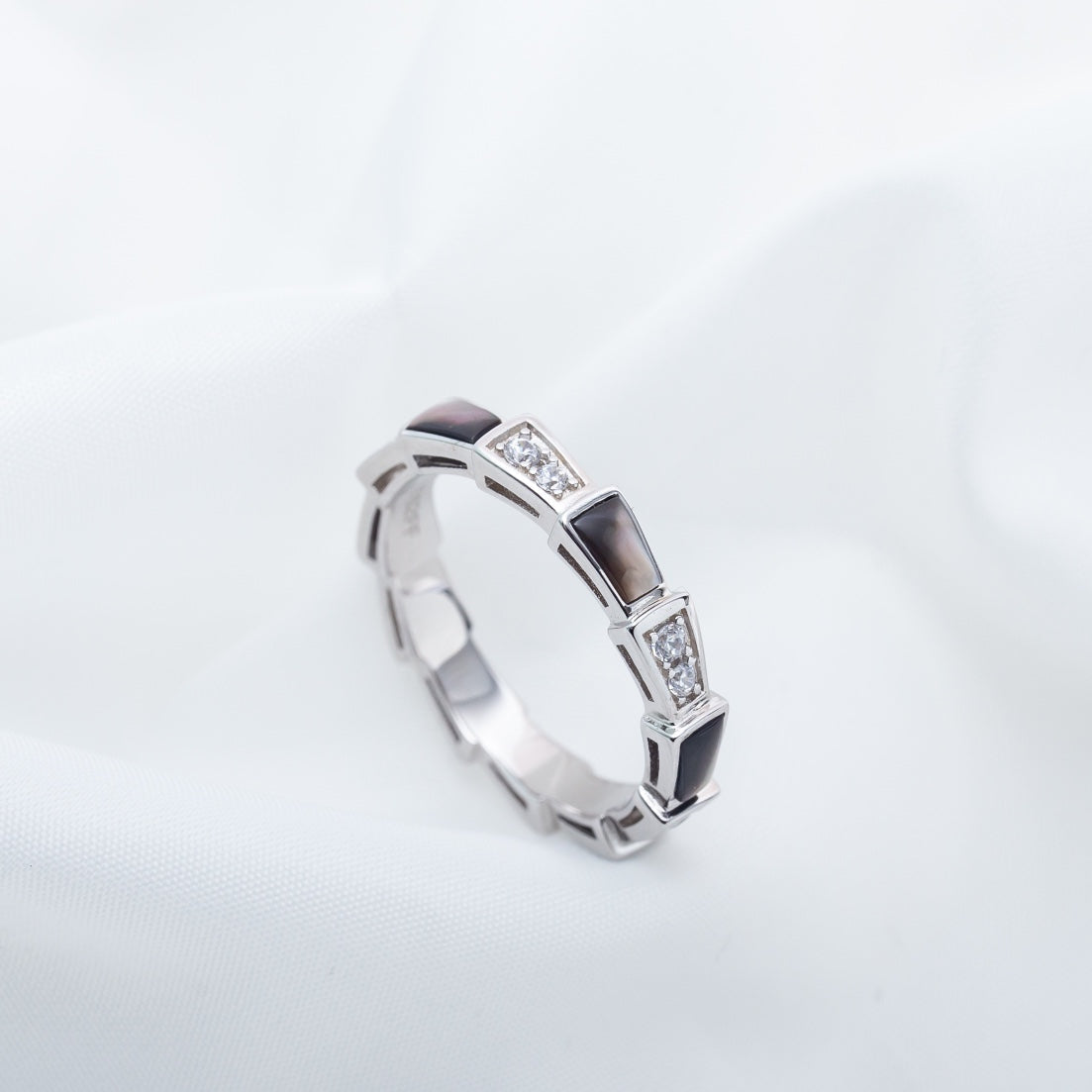 [Polaidi Jewelry]SERPENTI RING SILVER  DIAMOND BLACK MOP 3MM