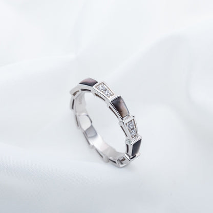 [Polaidi Jewelry]SERPENTI RING SILVER  DIAMOND BLACK MOP 3MM