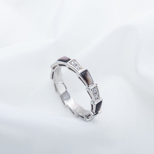 [Polaidi Jewelry]SERPENTI RING SILVER  DIAMOND BLACK MOP 3MM