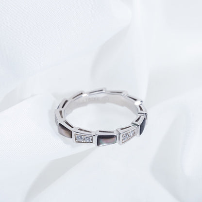 [Polaidi Jewelry]SERPENTI RING SILVER  DIAMOND BLACK MOP 3MM