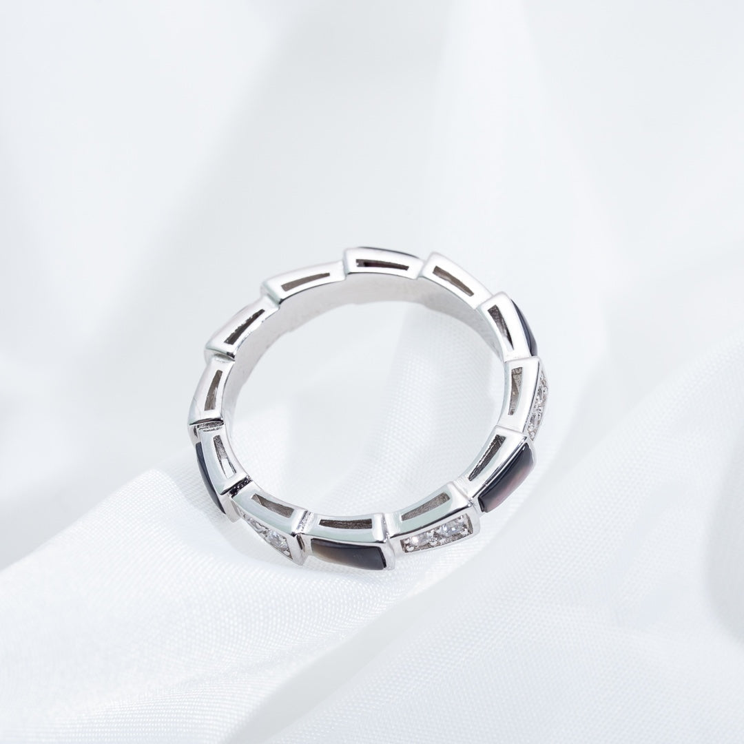 [Polaidi Jewelry]SERPENTI RING SILVER  DIAMOND BLACK MOP 3MM