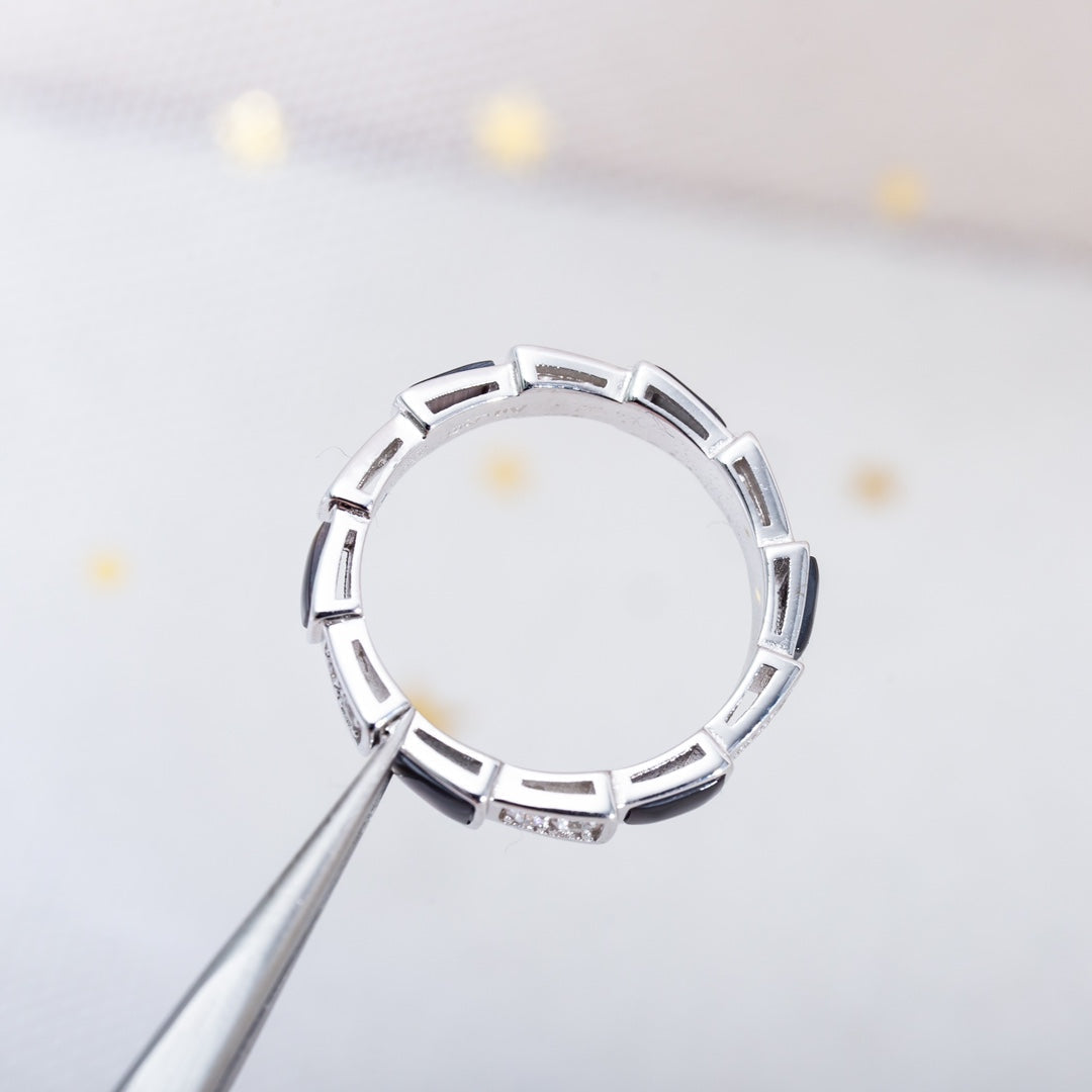 [Polaidi Jewelry]SERPENTI RING SILVER  DIAMOND BLACK MOP 3MM