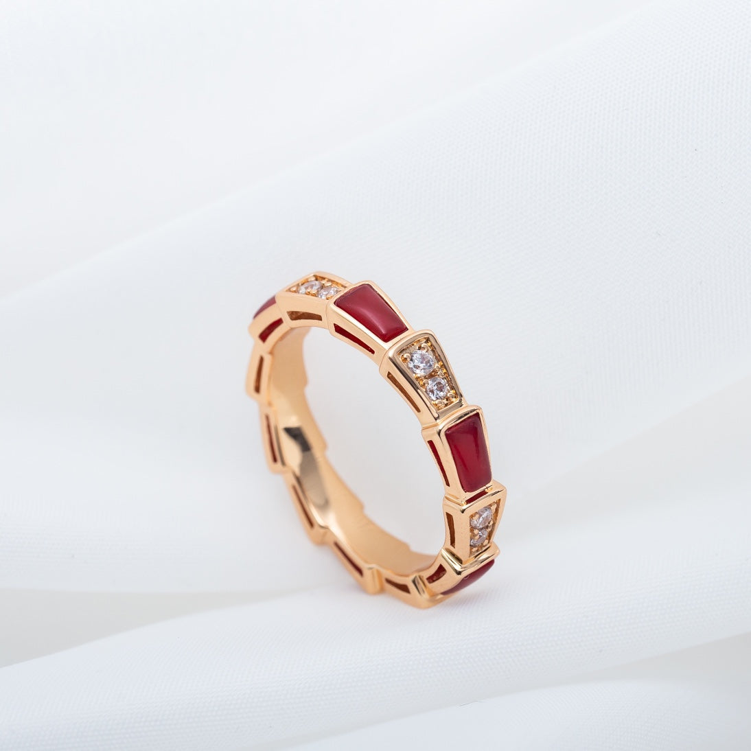 [Polaidi Jewelry]SERPENTI RING PINK GOLD CARNELIAN DIAMOND 3MM