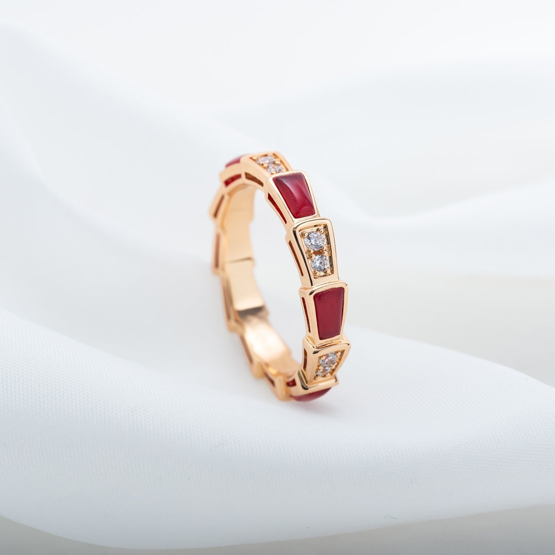 [Polaidi Jewelry]SERPENTI RING PINK GOLD CARNELIAN DIAMOND 3MM