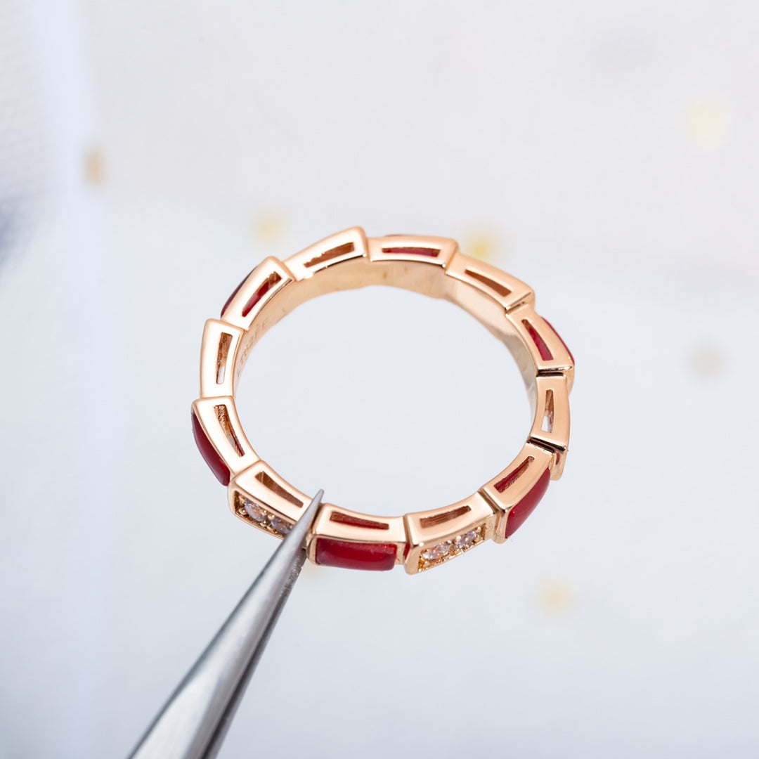 [Polaidi Jewelry]SERPENTI RING PINK GOLD CARNELIAN DIAMOND 3MM