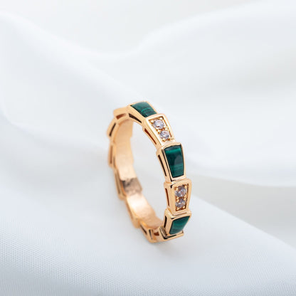 [Polaidi Jewelry]SERPENTI RING PINK GOLD MALACHITE DIAMOND 3MM