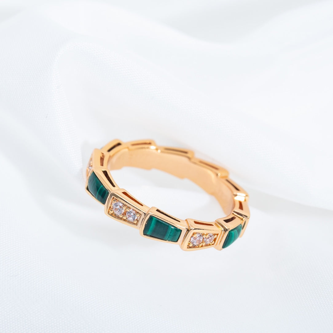 [Polaidi Jewelry]SERPENTI RING PINK GOLD MALACHITE DIAMOND 3MM