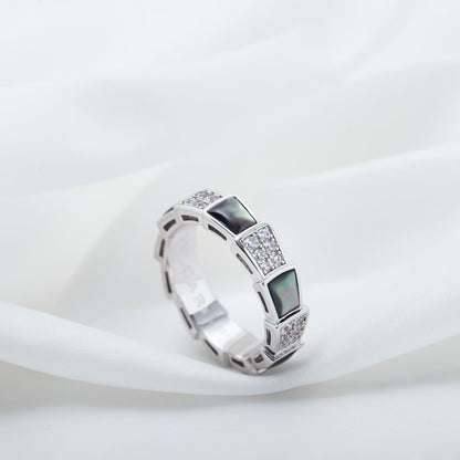 [Polaidi Jewelry]SERPENTI RING SILVER DIAMOND BLACK MOP 4MM
