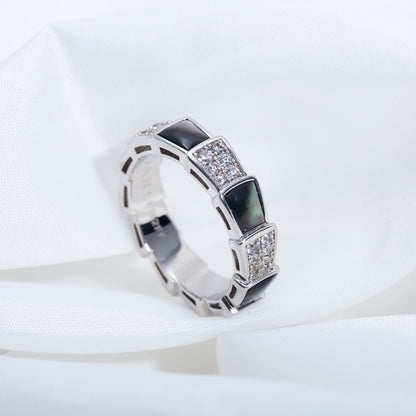 [Polaidi Jewelry]SERPENTI RING SILVER DIAMOND BLACK MOP 4MM