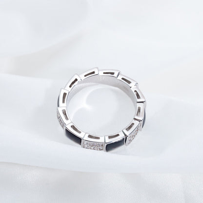 [Polaidi Jewelry]SERPENTI RING SILVER DIAMOND BLACK MOP 4MM