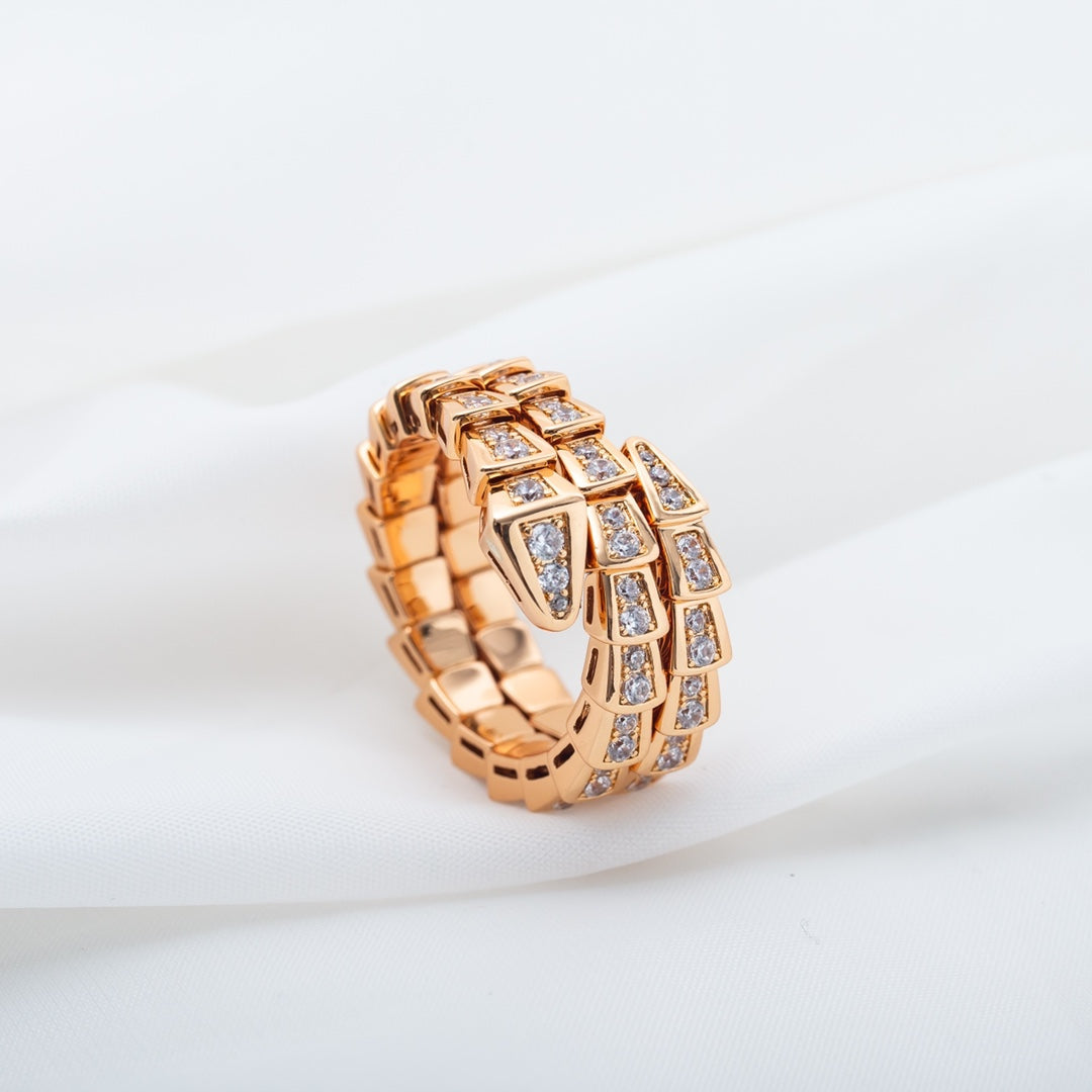 [Polaidi Jewelry]SERPENTI RING PINK GOLD DIAMOND DOUBLE ROW