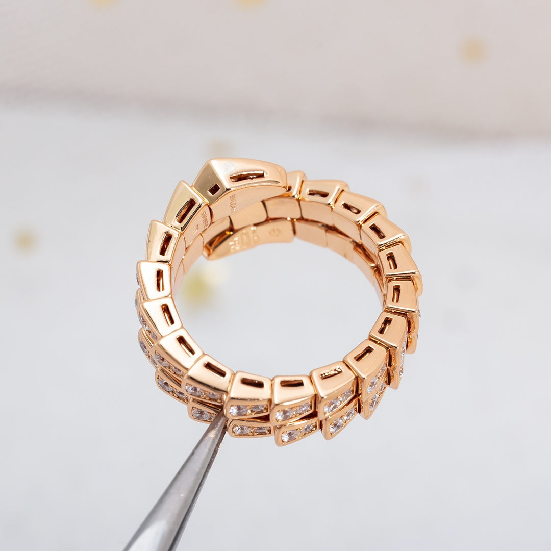 [Polaidi Jewelry]SERPENTI RING PINK GOLD DIAMOND DOUBLE ROW