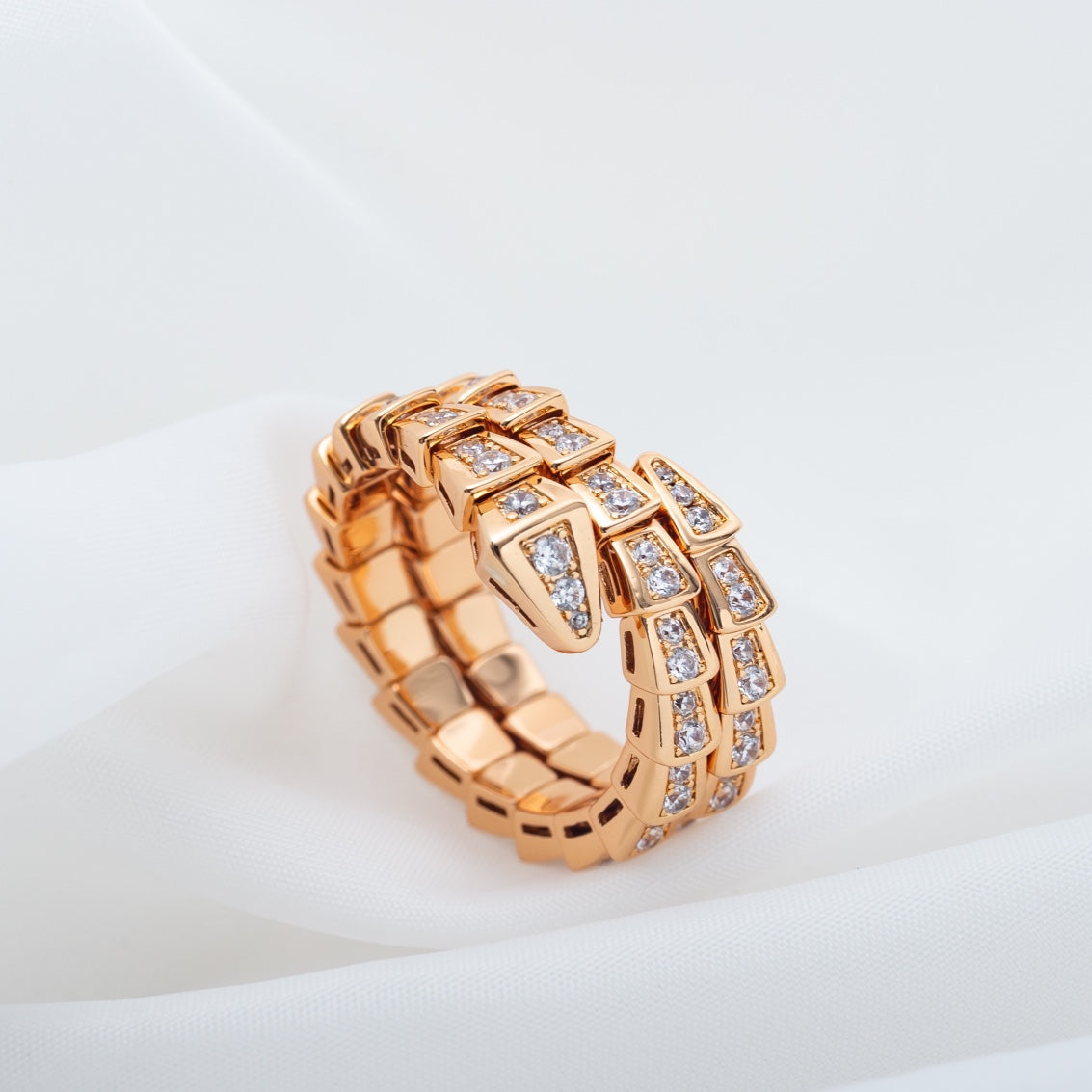 [Polaidi Jewelry]SERPENTI RING PINK GOLD DIAMOND DOUBLE ROW