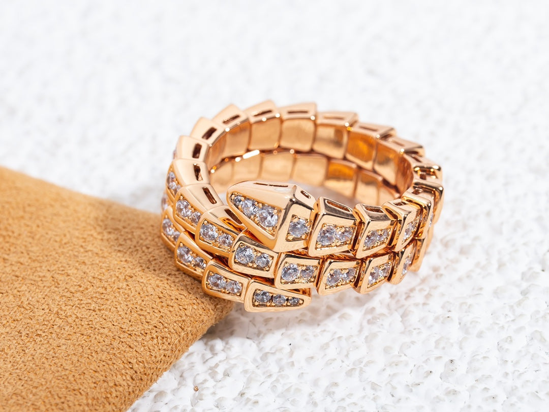 [Polaidi Jewelry]SERPENTI RING PINK GOLD DIAMOND DOUBLE ROW