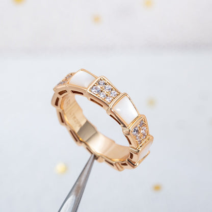 [Polaidi Jewelry]SERPENTI RING PINK GOLD MOP DIAMOND PAVED 4MM