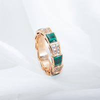 [Polaidi Jewelry ]SERPENTI RING PINK GOLD MALACHITE DIAMOND PAVED 4MM