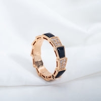[Polaidi Jewelry ]SERPENTI RING PINK GOLD BLACK MOP DIAMOND PAVED 4MM