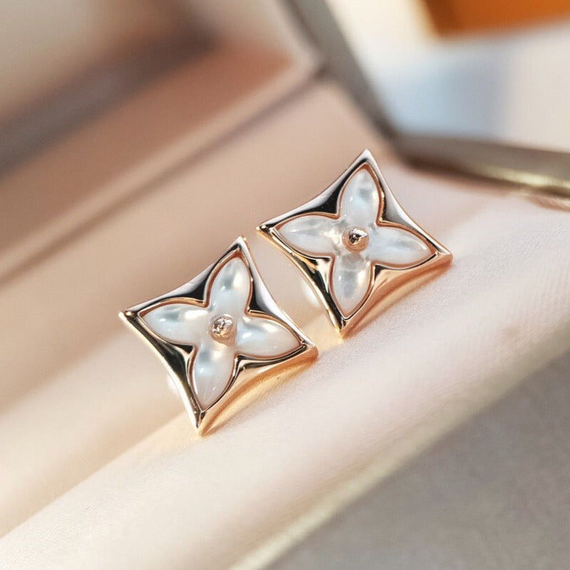 [：Polaidi Jewelry]STAR MOP PINK GOLD EARRINGS
