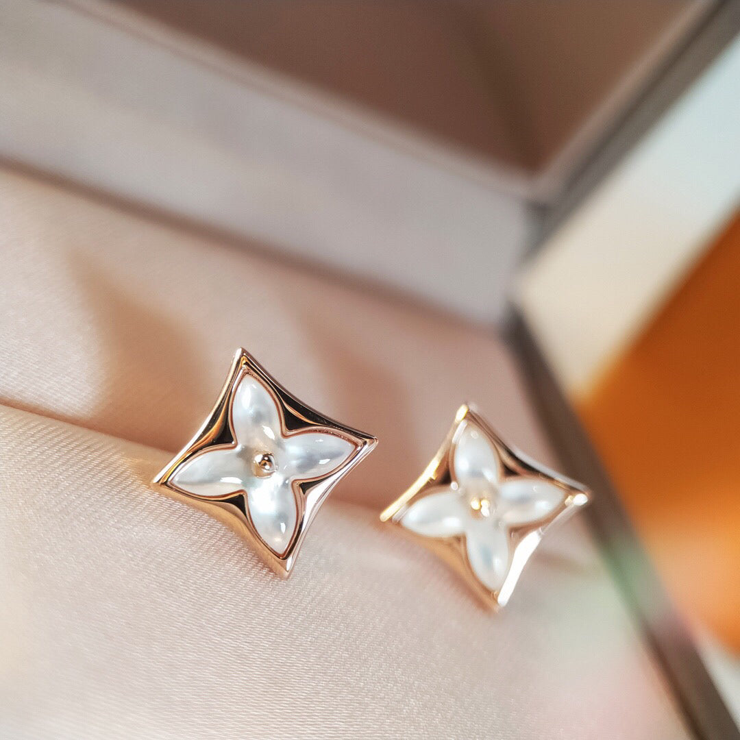 [Polaidi Jewelry]STAR MOP PINK GOLD EARRINGS