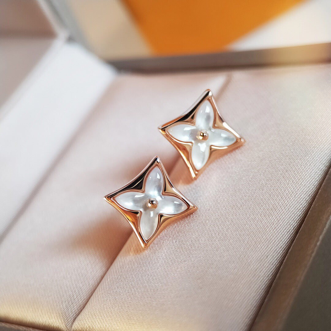 [Polaidi Jewelry]STAR MOP PINK GOLD EARRINGS