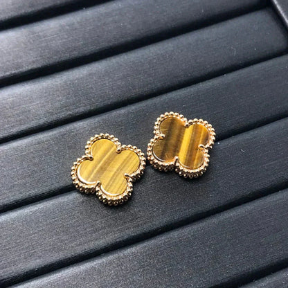 [Polaidi Jewelry]CLOVER MEDIUM 1 MOTIFS TIGER EYE EARRINGS