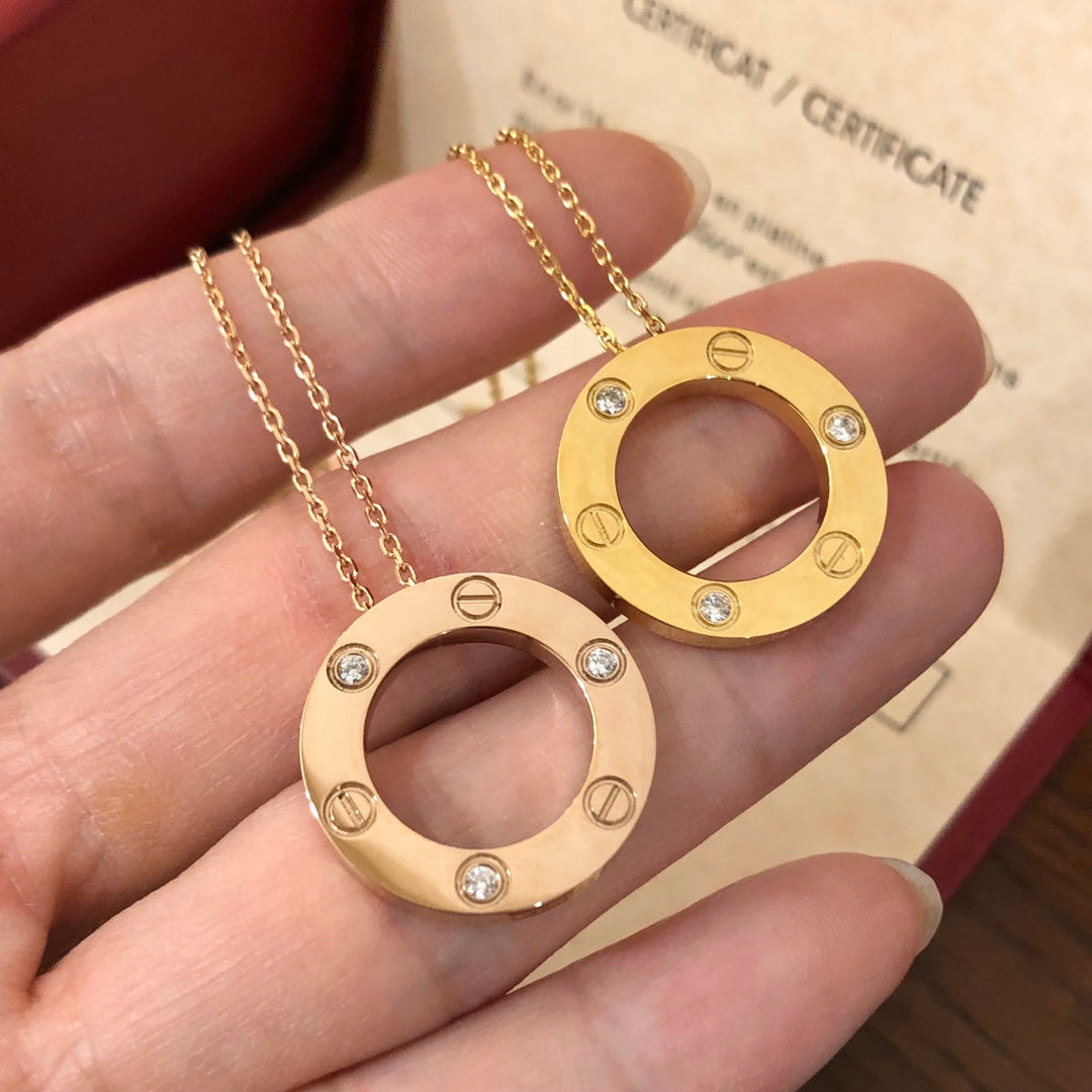 [Polaidi Jewelry]LOVE NECKLACE 16MM 3 DIAMONDS
