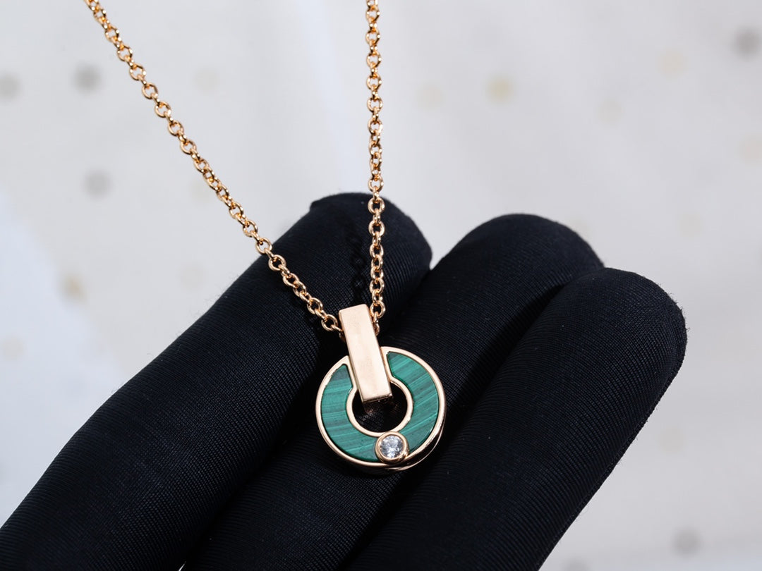 [Polaidi Jewelry]GARI NECKLACE PINK GOLD MALACHITE