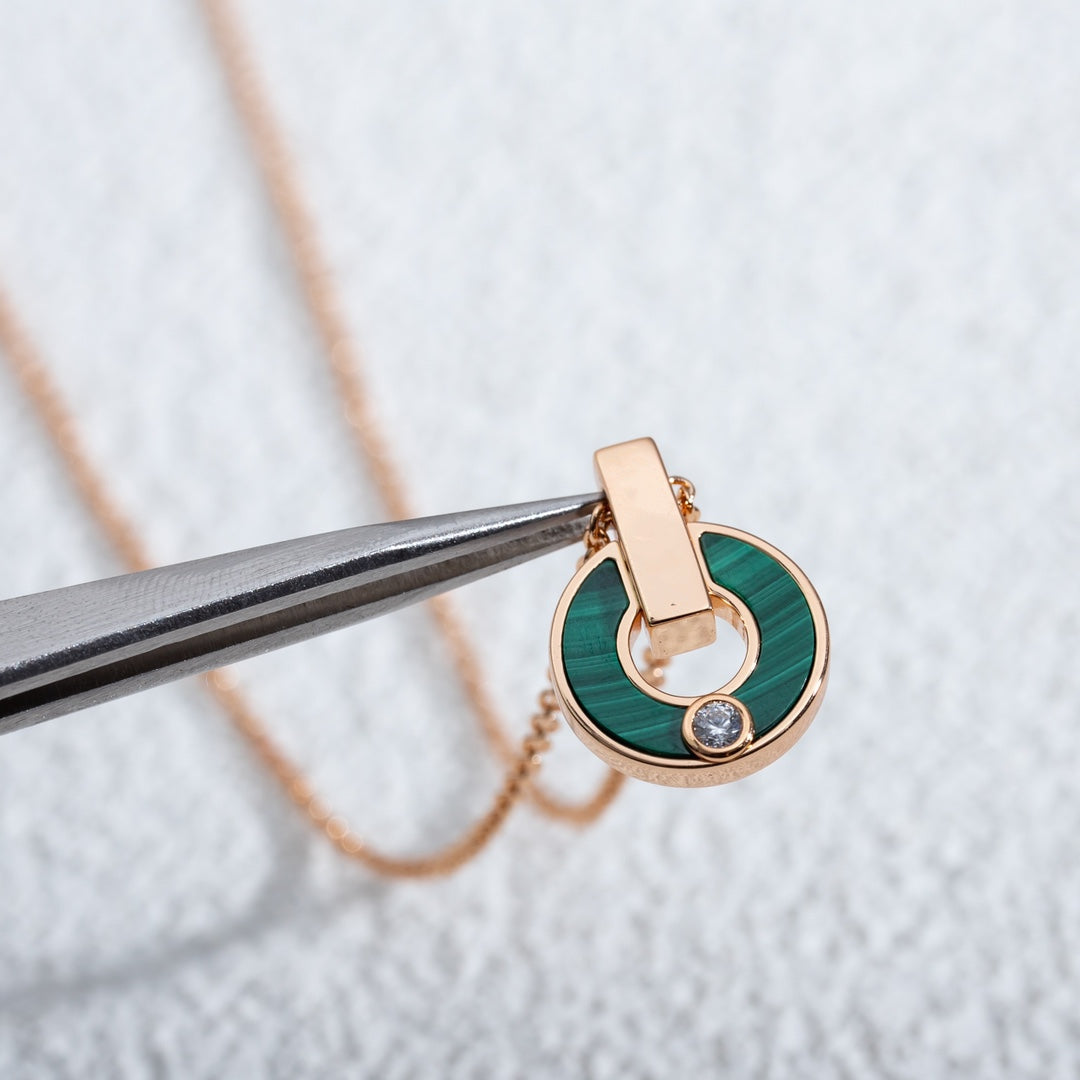 [Polaidi Jewelry]GARI NECKLACE PINK GOLD MALACHITE