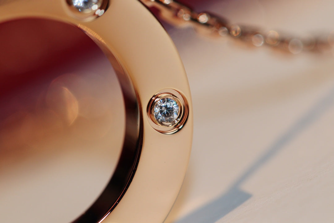 [：Polaidi Jewelry]LOVE NECKLACE 16MM 6 DIAMONDS PINK GOLD