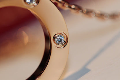 [：Polaidi Jewelry]LOVE NECKLACE 16MM 6 DIAMONDS PINK GOLD