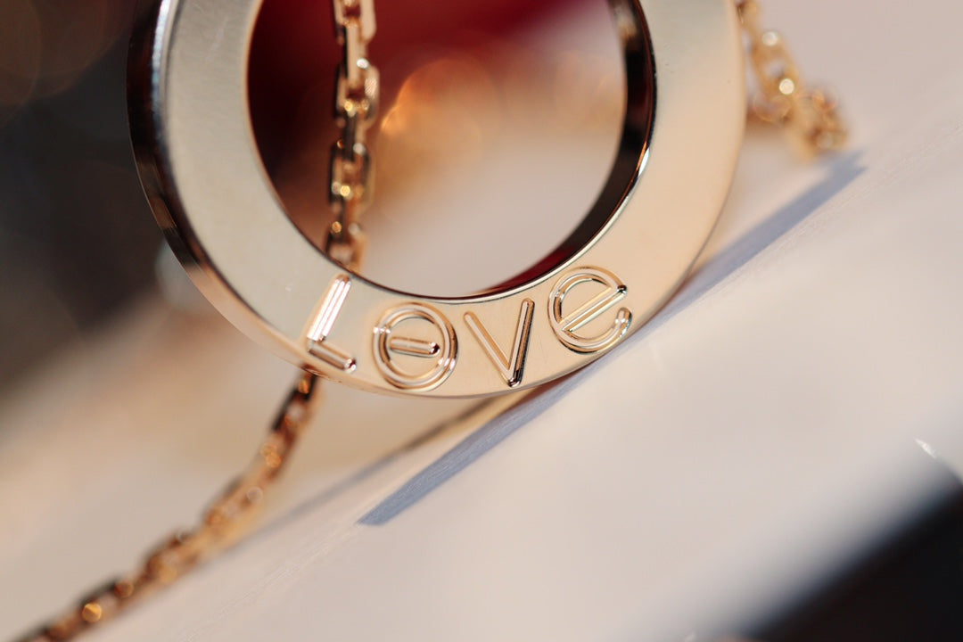 [Polaidi Jewelry]LOVE NECKLACE 16MM 6 DIAMONDS PINK GOLD
