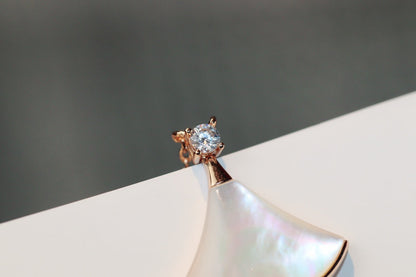 [Polaidi Jewelry]DREAM NECKLACE WHITE MOP PINK GOLD 1 DIAMOND