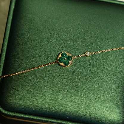 [：Polaidi Jewelry]SUN MALACHITE 1 DIAMOND PINK GOLD BRACELET