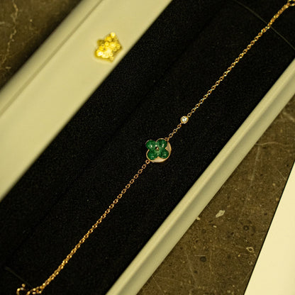 [Polaidi Jewelry]SUN MALACHITE 1 DIAMOND PINK GOLD BRACELET