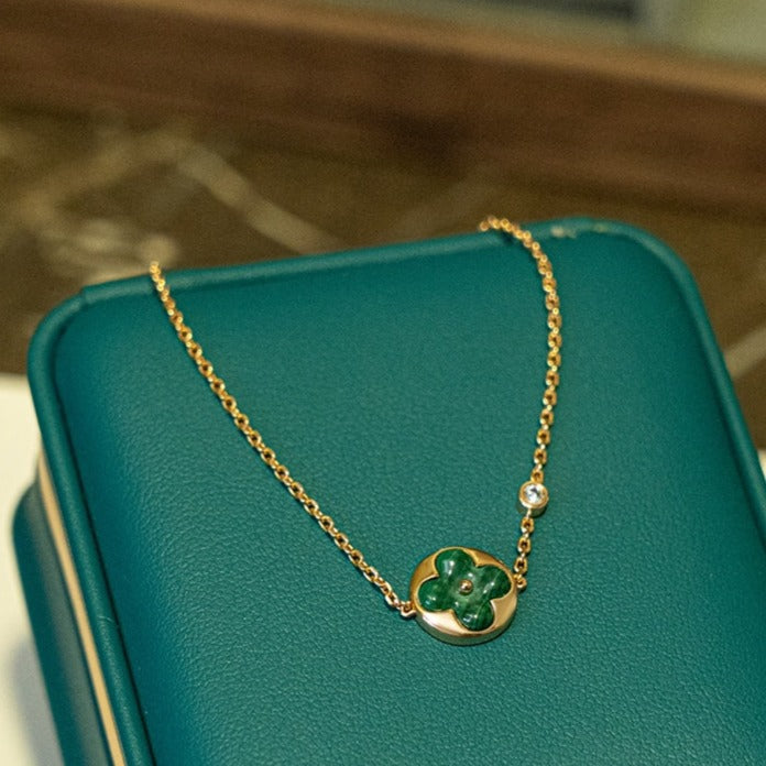 [：Polaidi Jewelry]SUN MALACHITE 1 DIAMOND PINK GOLD BRACELET