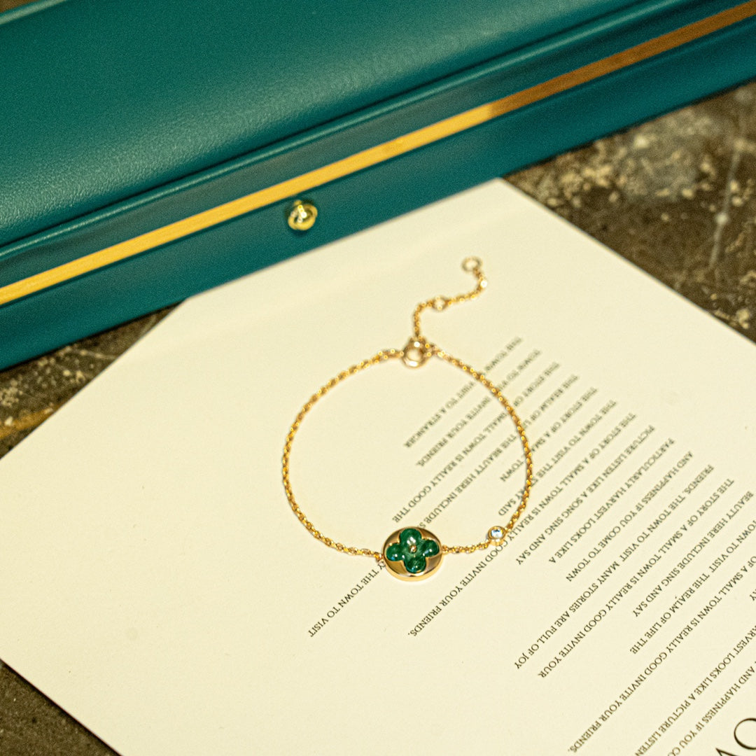 [：Polaidi Jewelry]SUN MALACHITE 1 DIAMOND PINK GOLD BRACELET
