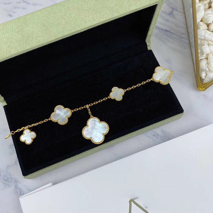 [：Polaidi Jewelry]マジック クローバー マザーオブパール ブレスレット 5モチーフ