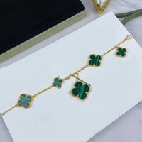 [Polaidi Jewelry ]MAGIC CLOVER MALACHITE GOLD BRACELET 5 MOTIFS