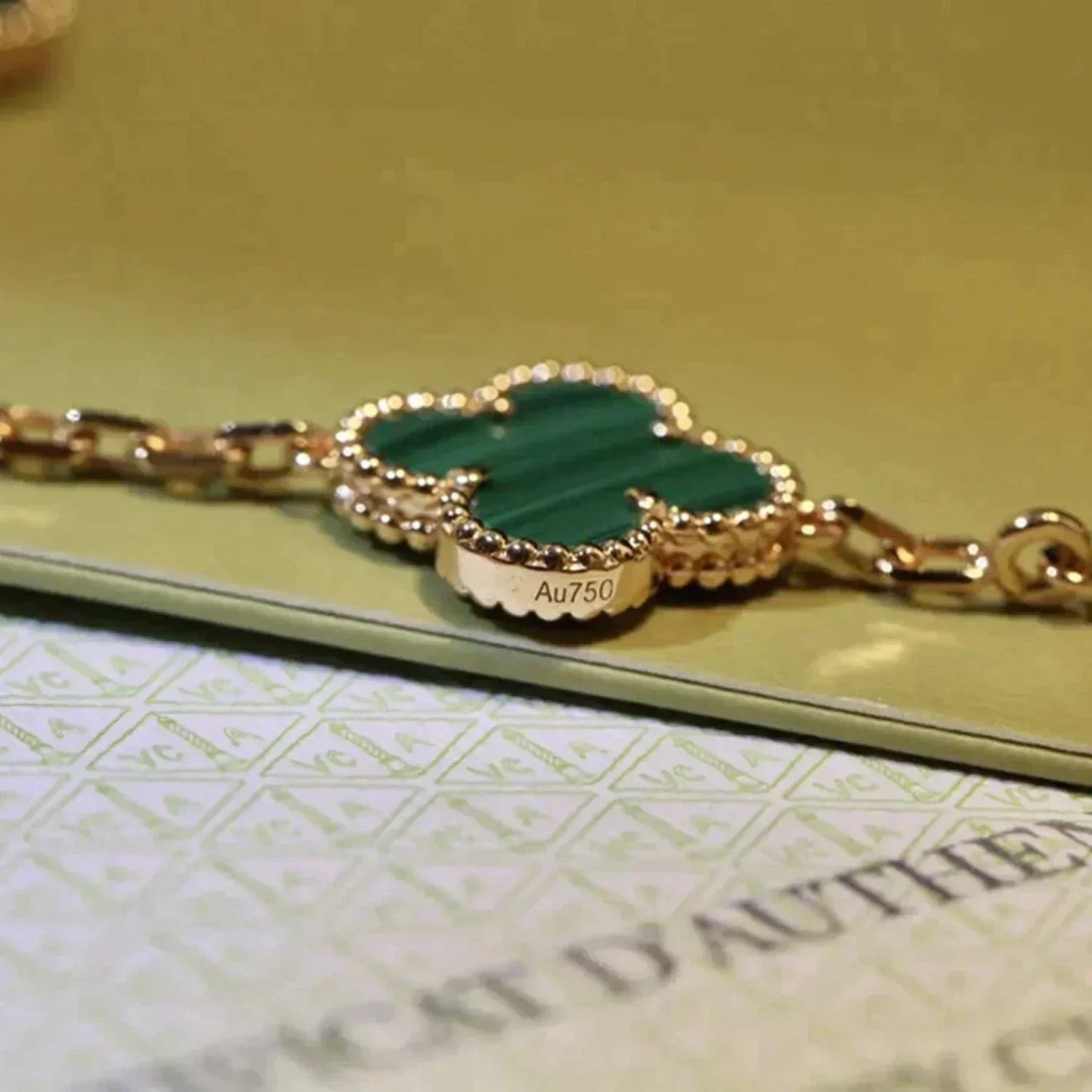 [：Polaidi Jewelry]CLOVER 5 MOTIFS MALACHITE BRACELET