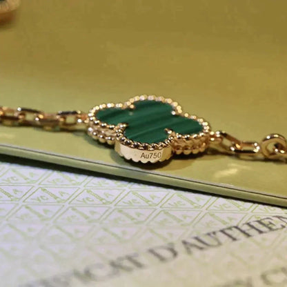 [：Polaidi Jewelry]CLOVER 5 MOTIFS MALACHITE BRACELET