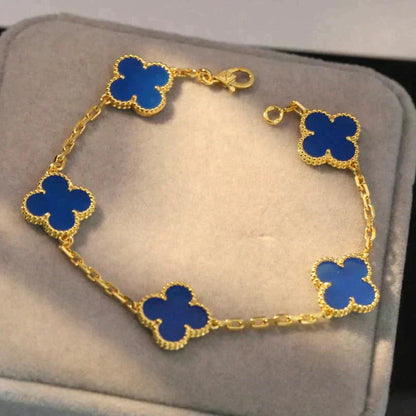 [：Polaidi Jewelry]CLOVER 5 MOTIFS BLUE AGATE BRACELET