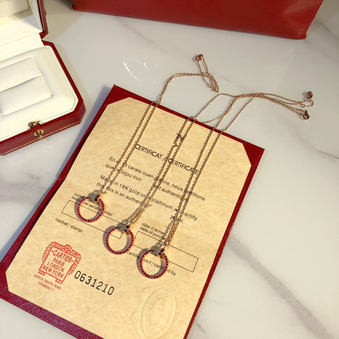 [Polaidi Jewelry]JUSTE NECKLACE GOLD RED DIAMONDS