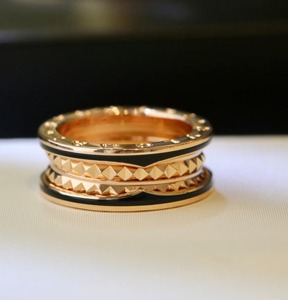 [Polaidi Jewelry]ZERO 1 PINK GOLD BLACK CERAMIC RING