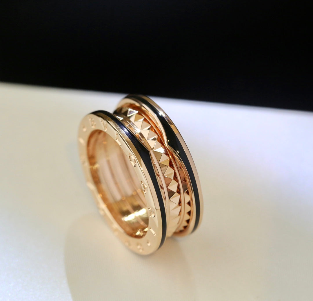 [Polaidi Jewelry]ZERO 1 PINK GOLD BLACK CERAMIC RING