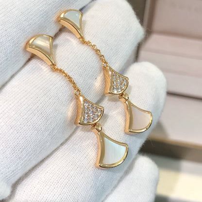 [Polaidi Jewelry]DREAM EARRINGS 3 MOTIFS DIAMOND MOP PINK GOLD