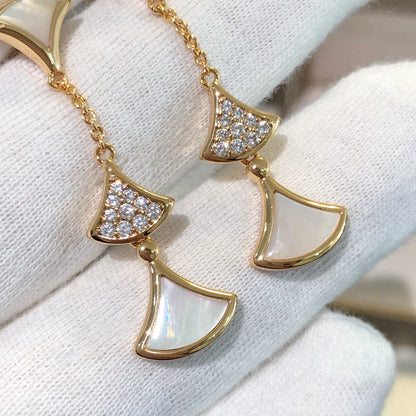 [Polaidi Jewelry]DREAM EARRINGS 3 MOTIFS DIAMOND MOP PINK GOLD
